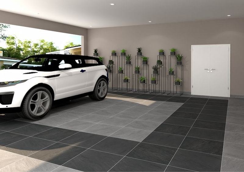 Gray Car Garage Ceramic Tiles